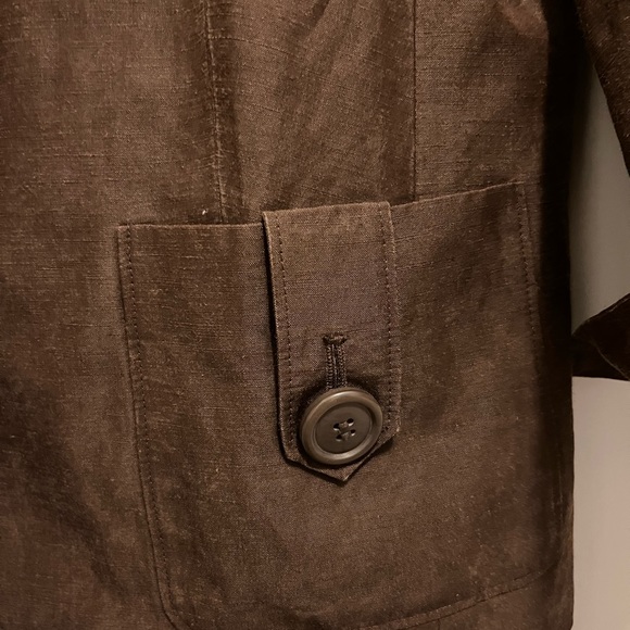 Evelyn & Arthur Women’s Sz12 Brown Silk Linen Blazer, 3 Button Front,  Lined - Picture 6 of 9